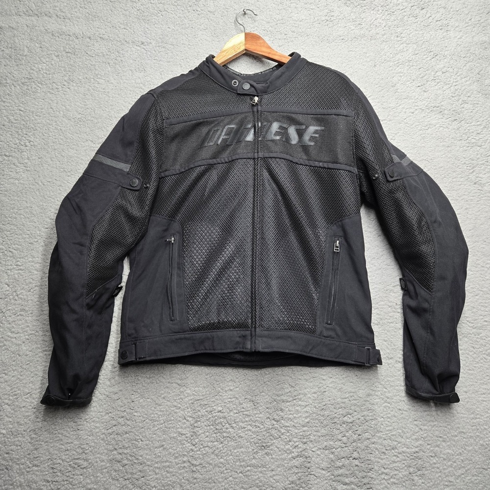 Dainese Men's Texture Armored Black Motorcycle Riding Jacket W/ Lining Sz 54